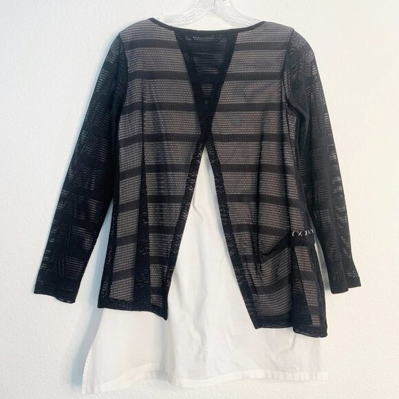 Dzhavael Couture Black & White Mesh Top - Picture 2 of 11